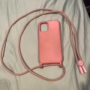 Pink iPhone 12 Mini case with adjustable strap